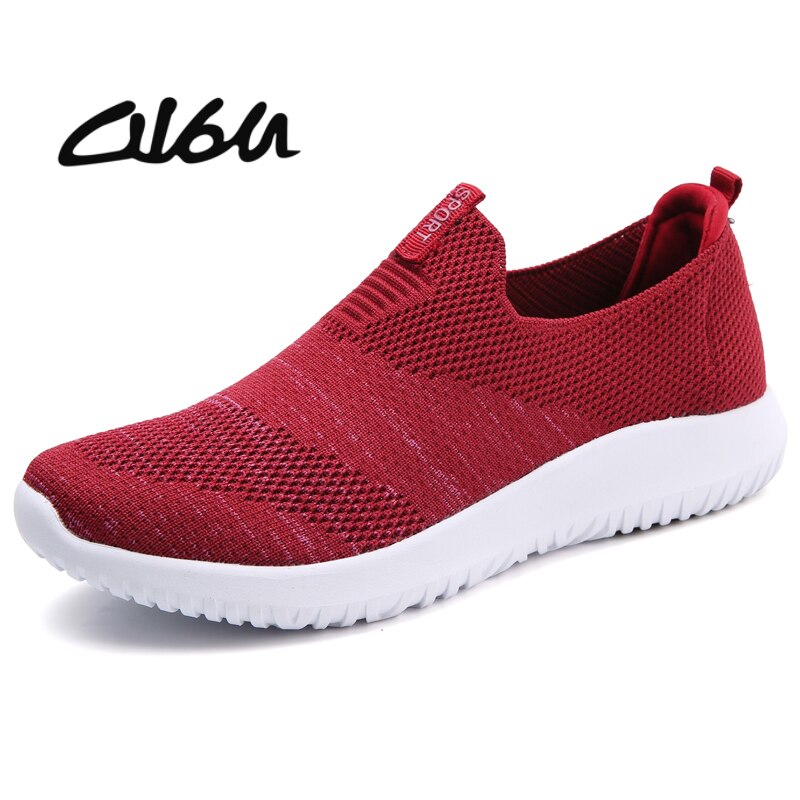 O16U Autumn Women Sneakers Shoes Flats shoes Women Breathable Mesh Sneakers Shoes Slip on Loafers Creepers Shoes Ladies