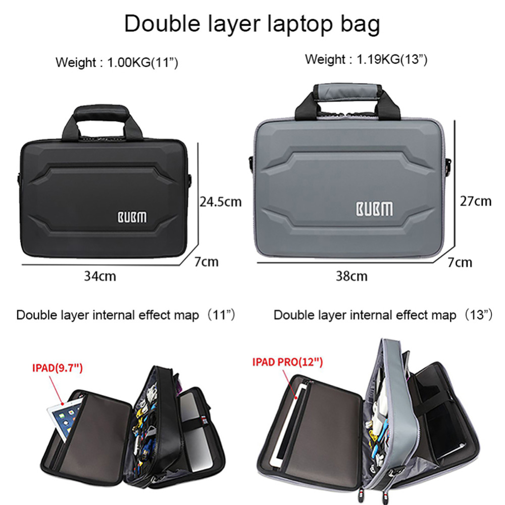 BUBM EVA hard Laptop Tas, Messenger Bag Travel Mouwen Organiseer Case voor Elektronica Accessoires, houden tot 11/13 Inch Notebook