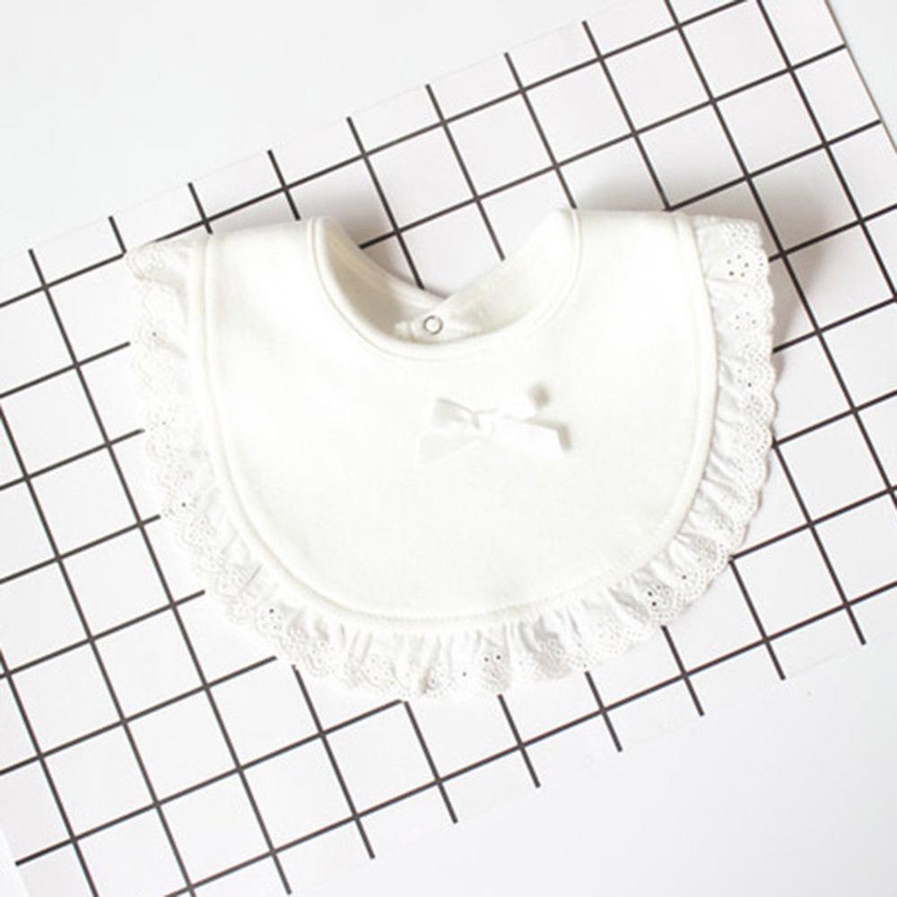 Baby Bib Meisje 100% Katoen Speeksel Handdoek Kant Boog Roze En Wit Bib Baby Meisje Leuke Leuke Bib Baby Speeksel handdoek Bib: white 2