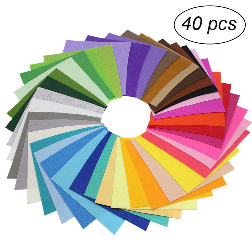 Feuilles de tissu en feutre Polyester doux, 40 pièces, couleurs assorties, Non tissé, pour bricolage, projets d'artisanat, Patchwork D: Default Title