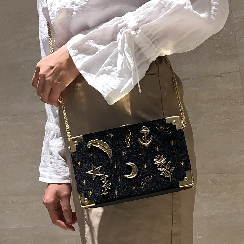 Boîte à badges en métal velours côtelé noir en forme de pochette de fête pour femmes sac à main en chaîne mini sac à bandoulière sac à bandoulière messenger