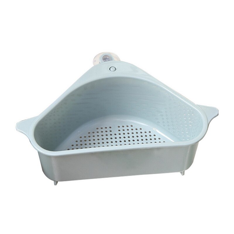 Kitchen Wall-suction Storage Basket for Small Objects Sponge Small Storage Basket Multifunctional Sink Holder Basket: Blue Triangle