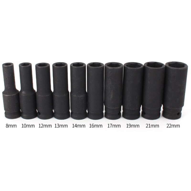 10PCS Deep Impact Socket 8 -22mm Metric Drive Strong and Heavy Duty Socket Set for Wrench Adapter Hand Tool and Repair