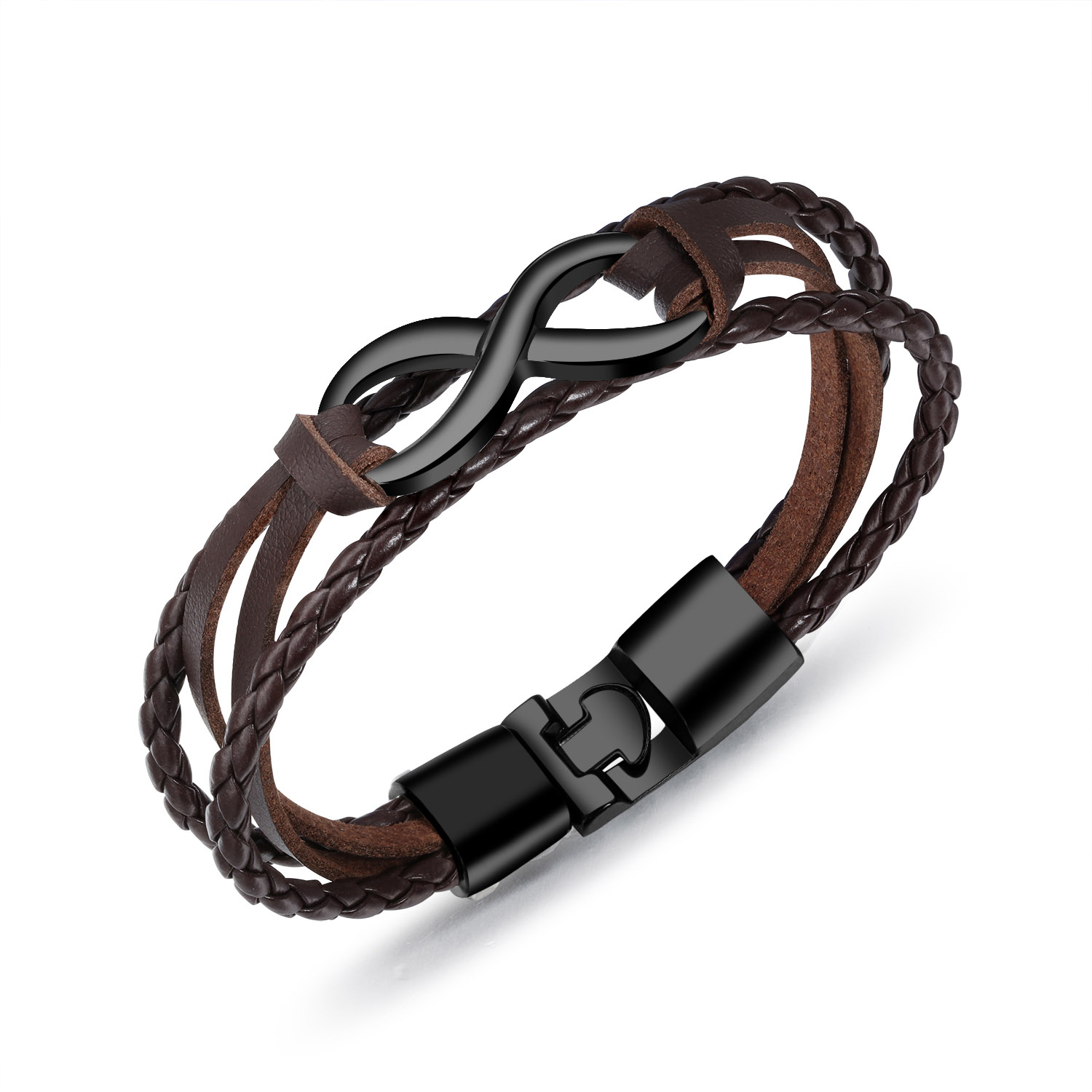 MAE à la en alliage de Zinc 8 forme Bracelet infini multicouche tressé en cuir corde hommes chaîne Bracelet bijoux de décor masculin