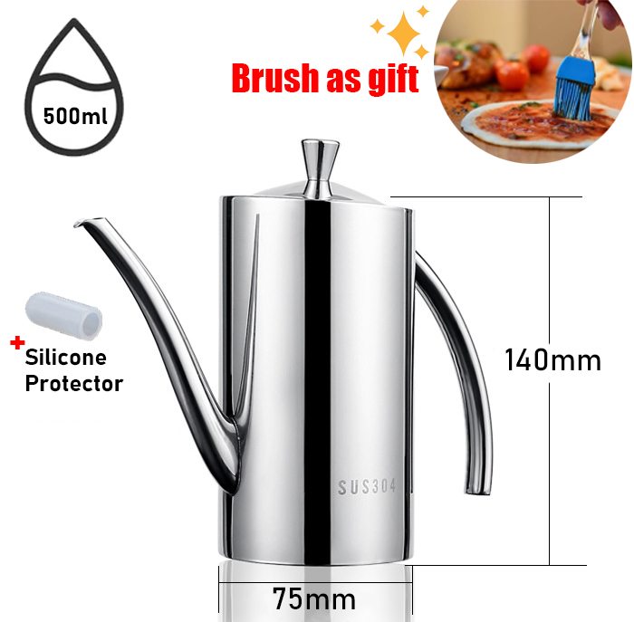 SUS304 Stainless Steel Oil Dispenser Bottle Leakproof Cruet with Spout Easy Precision Pouring of Olive Oil Vinegar and Grease: Light Grey