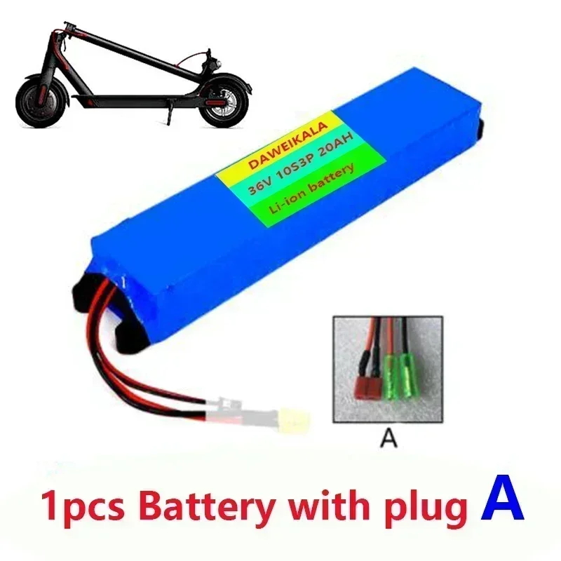 36V 20Ah 18650 batería de litio 10S3P 20000mah 800W mismo puerto 42V M365 potencia con BMS: Blanco