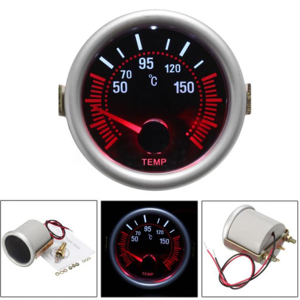Oil temp temperature Gauge Universal Meter 7-Colors LED Smoke 52mm 12V 50-150 °F W/Sensor