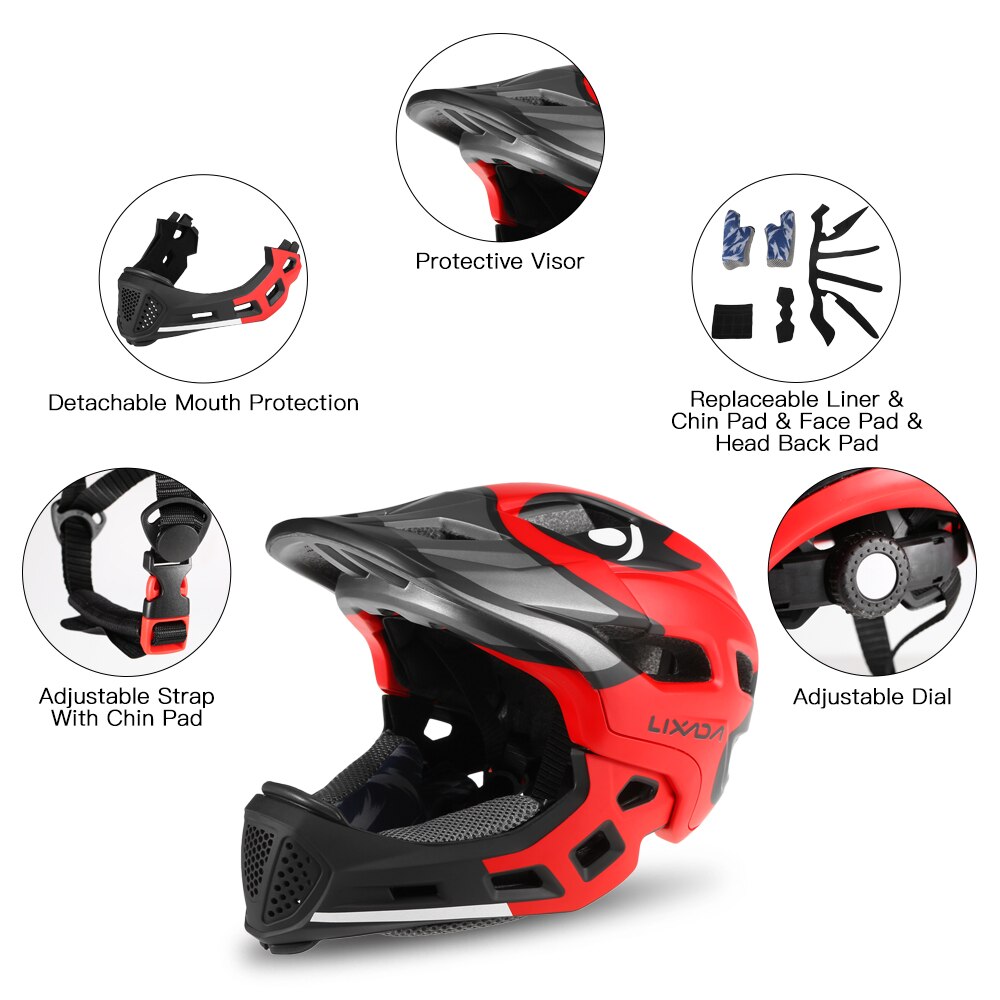 Lixada Kid Mountain Road Mtb Bike Helm Afneembare Pro Bescherming Kinderen Volledige Gezicht Fiets Fietshelm Cascos Ciclismo