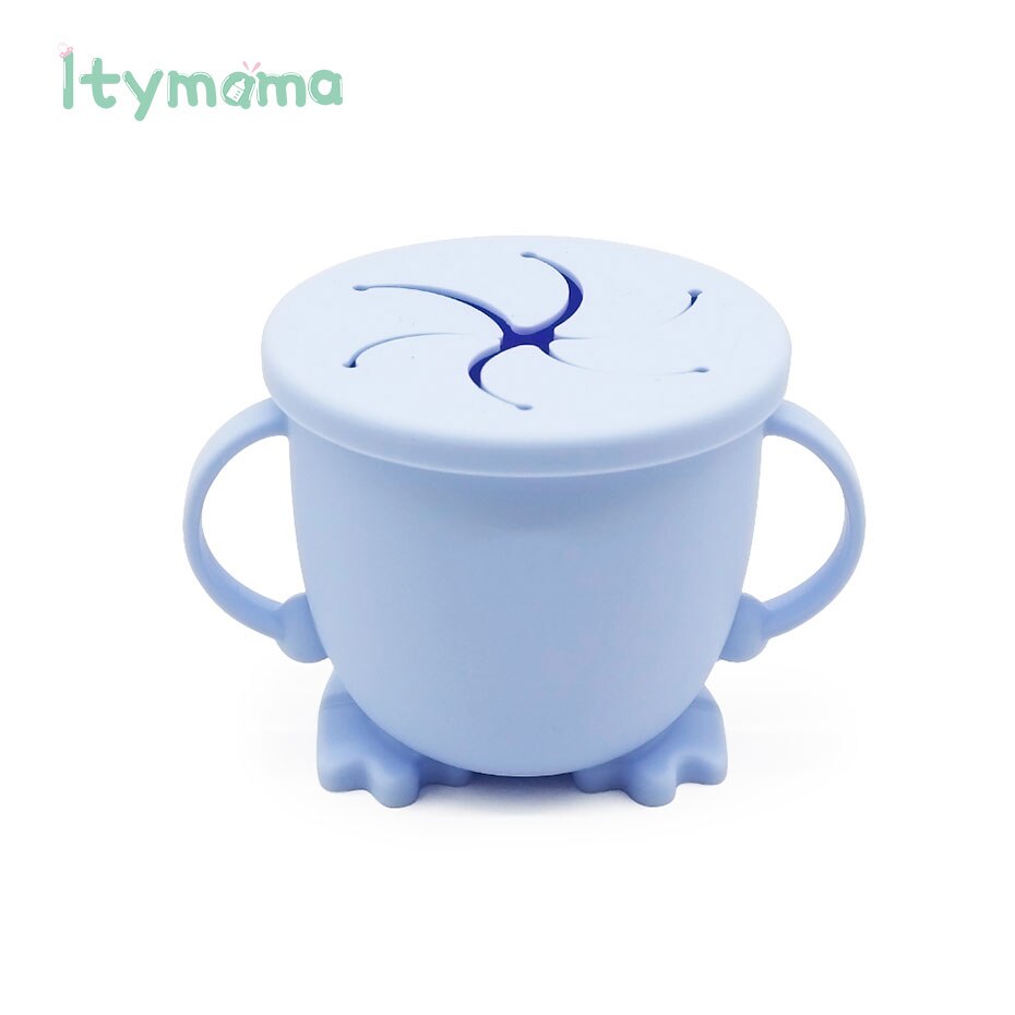 Silicone Tasse De Casse-Croûte Pour Les Tout-petits et Les Enfants Bébé Apprentissage D'alimentation Tasses Vaisselle Pour Enfants SANS BPA De Alimentaire En Silicone Étanche: SN002-7 Pastel Blue