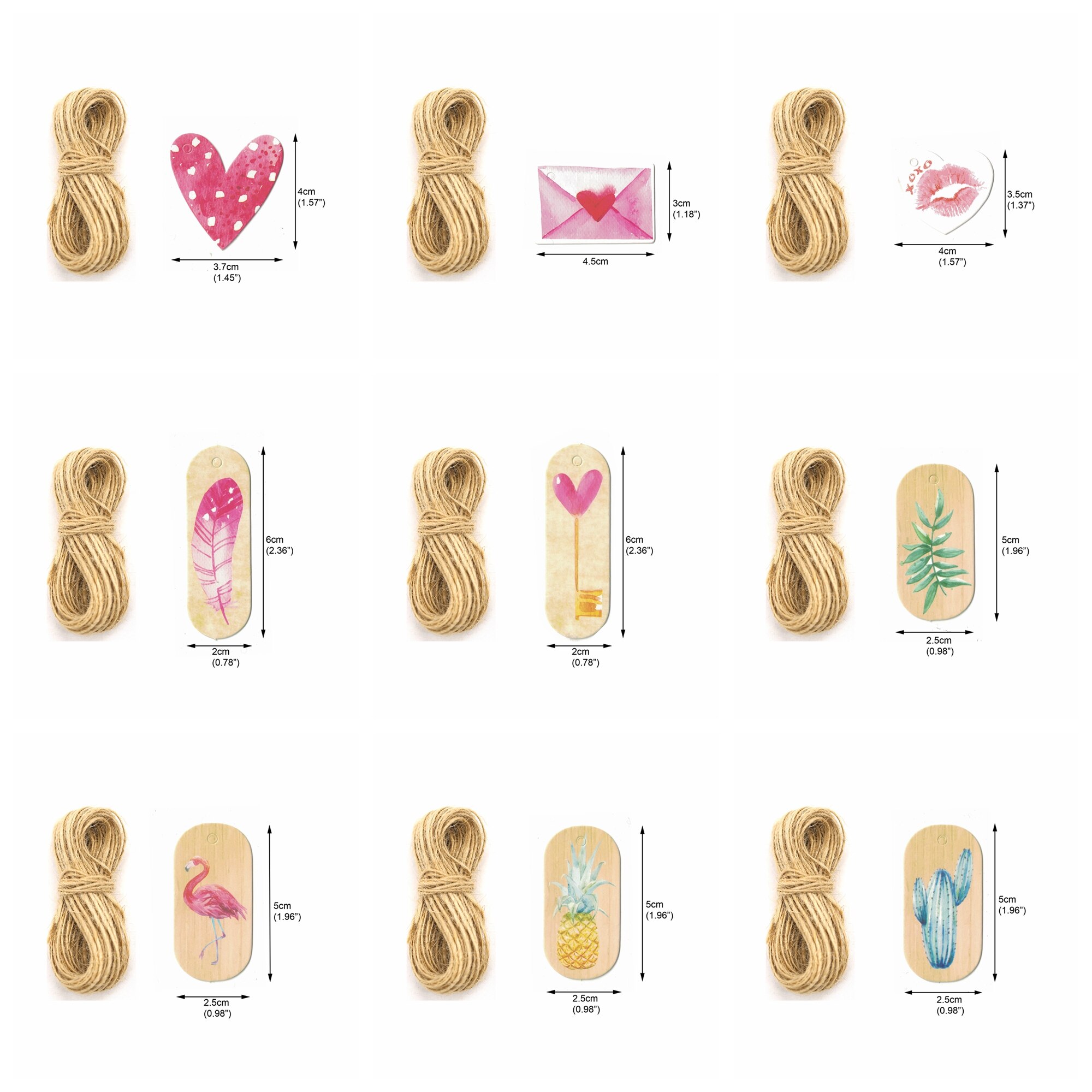 Etiquetas de papel para el Día de San Valentín y bodas, paquete de etiquetas DIY, decoraciones para fiestas, etiquetas colgantes, suministros para envolver , 50 unids/lote