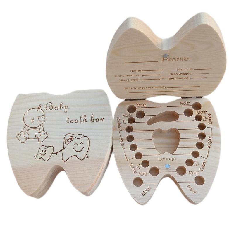 Trä bebishår lövtänder förvaringslåda samla tand bebislåda umbilica babysouvenir spara tänder  m9 q 2