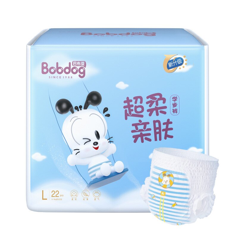 Bobdog 30/ st blöjor och toalettträning justerbar supermjuk hudvänlig blöja för barnblöjor är 3-15kg