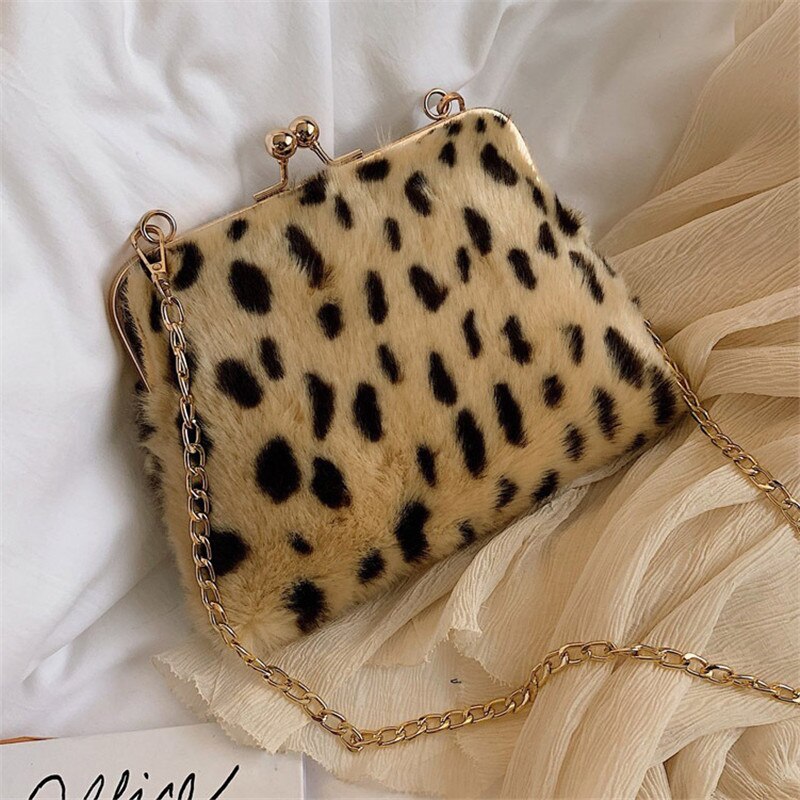 Winter schattige clip imitatiebont meisjes avondtassen dames crossbody tassen zachte pluche dames messenger bags dames handtassen