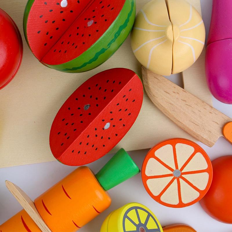 Houten Kinderen Puzzel Vroege Onderwijs Speelhuis Speelgoed Simulatie Fruit En Groente Snijdt