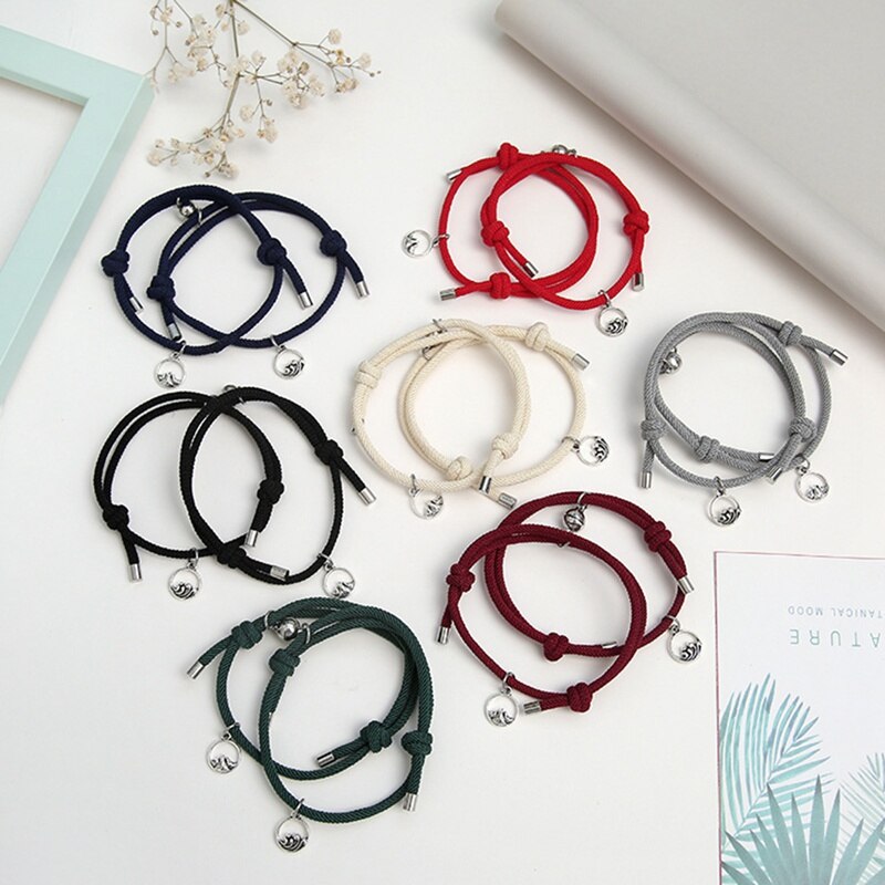 Couple Bracelets Magnet Attract bangle bracelet Women Men Rope Weaving Attract Adjustable Alloy Eachother Couple Bracelet