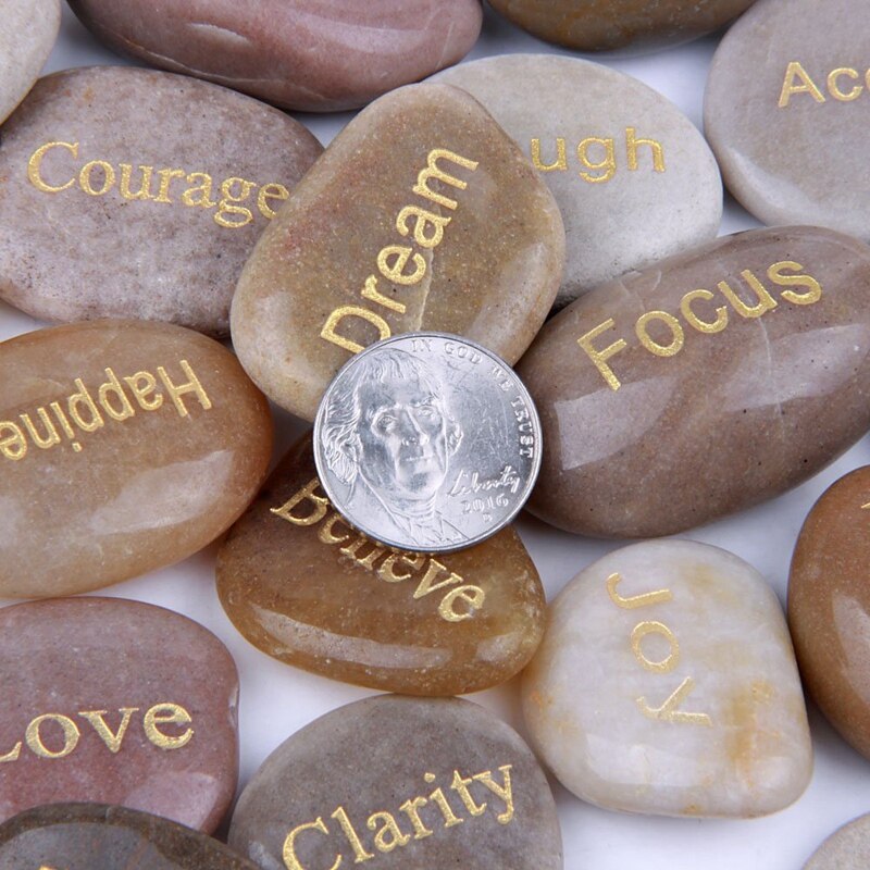 25 Gegraveerd Inspirational Stenen Met Woorden Van Aanmoediging Gold Gegraveerde Stenen Voor Zorgen Bevestiging Meditatie Stenen