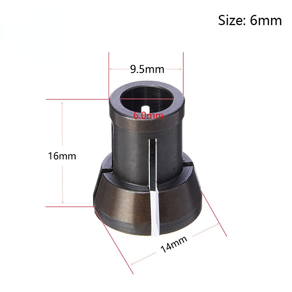 High Precision Adapter Router Collet 8mm 6.35mm 6mm Collet Chuck Engraving Trimming Machine Router Milling Cutter Accessories: 6mm