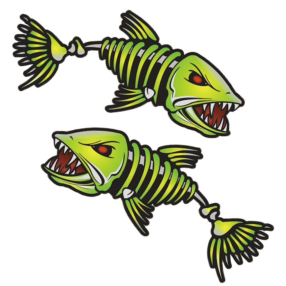 2 stk 18.5 * 8.2cm fisketenner munn klistremerker skjelett fisk klistremerker vinyl dekal fiskebåt kano kajakk grafikk tilbehør