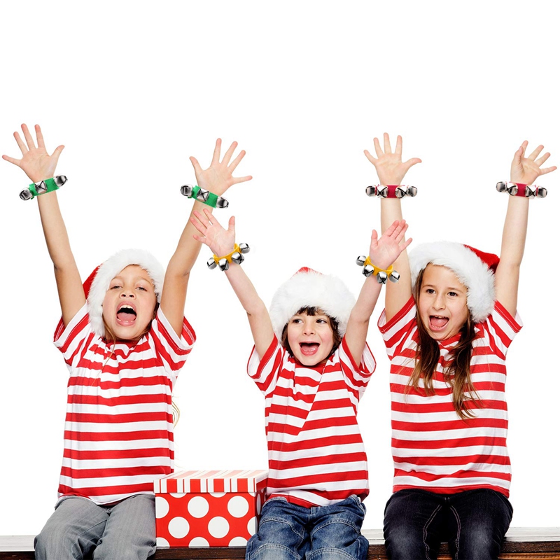 Band Wrist Bells Bracelets Jingle Musical Ankle Bells Rhythm Instrument Percussion Party Favors for Christmas School Chi