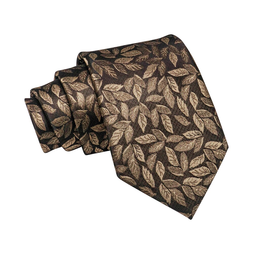JEMYGINS classic silk jacquard tie 8cm leaf pattern ties for men business wedding Party necktie father Accessories