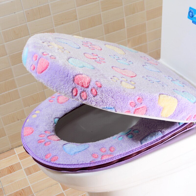 Schlecht-accessoires Winter Toilettensitzabdeckung warm Abdeckung Wc-sitz Baumwolle Linter Reiseset Badematten Toilette: LILA