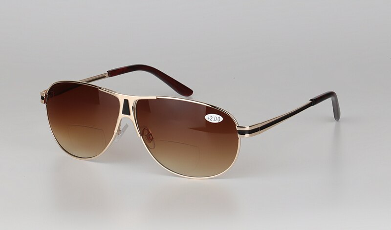 Geheugen Titanium Bifocale Zon Leesbril Unisex Mode Anti-Blauw Licht Outdoor Schaduw De Zon Sport Presbyopie Eyewear 1.5: +150 / Goud