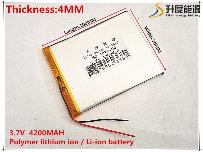 3.7 V 4200 mah tablet battery brand tablet gm lithium polymer battery 4076100