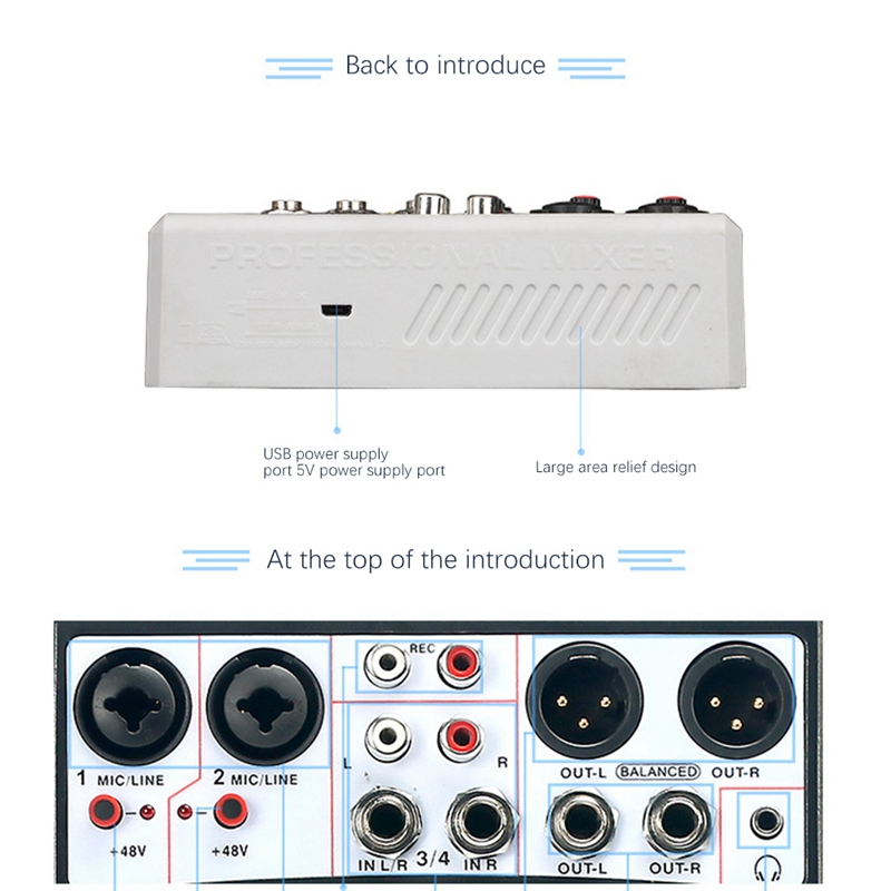 Sound Card 4-Channel Mixer Outdoor Conference Audio USB Bluetooth Reverb Audio16 Digital Effects