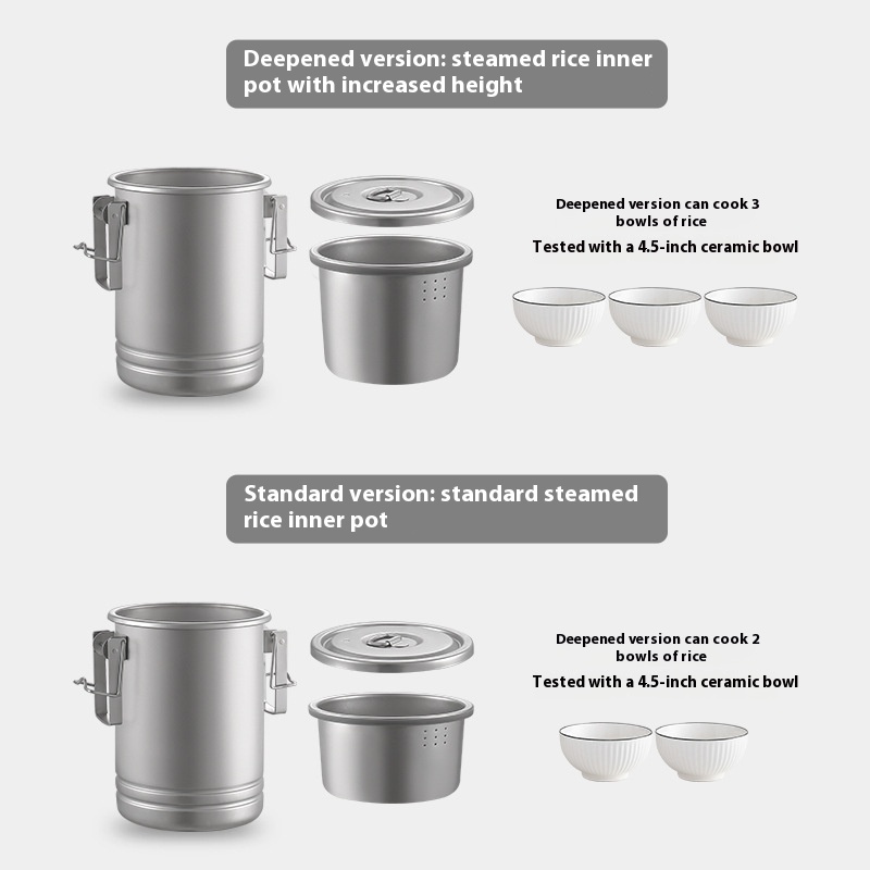 Olla arrocera actualizada, utensilios de cocina portátiles para pícnic al aire libre, olla de acero inoxidable, accesorio de cocina multifuncional para viajes, Camping y senderismo