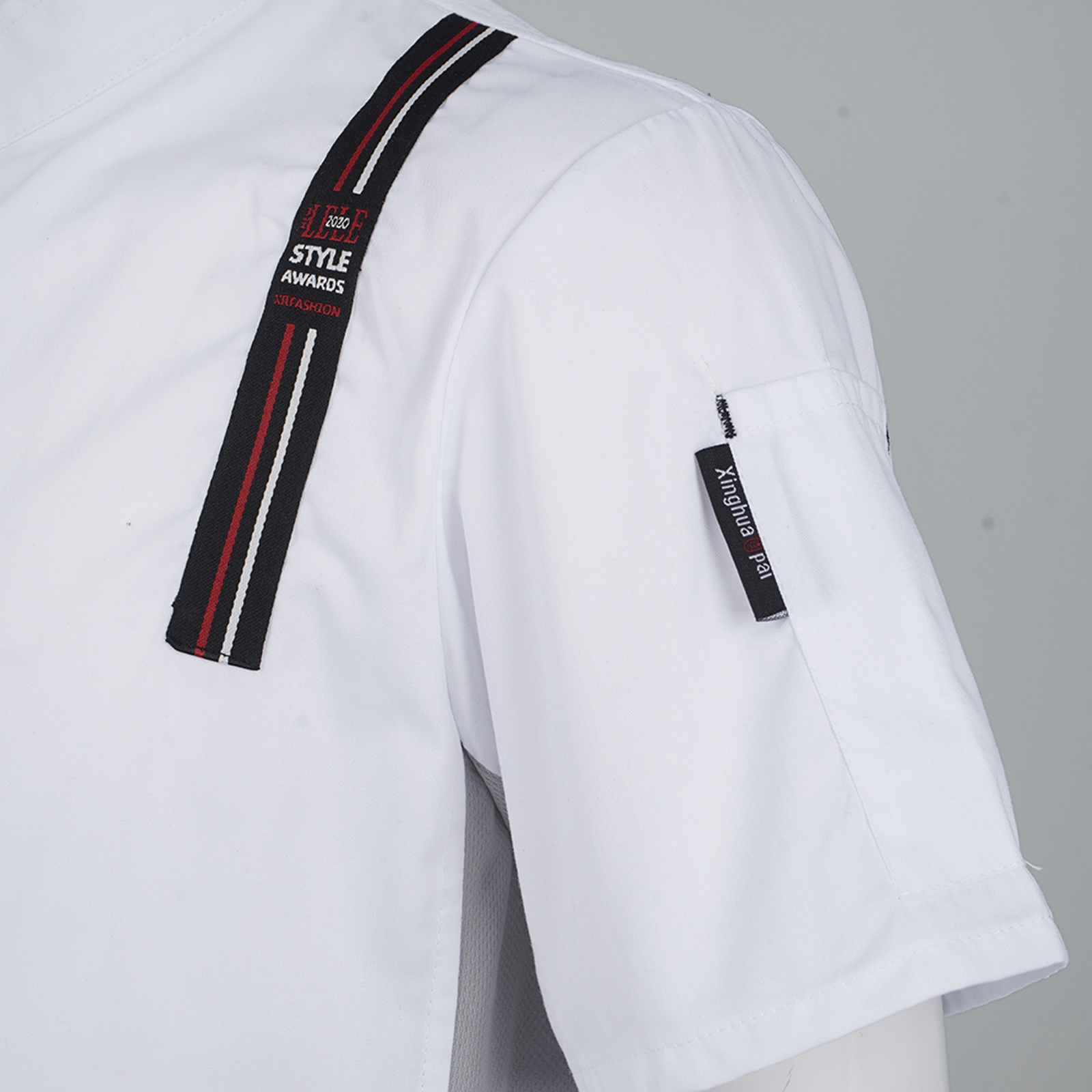 Manteau de Chef cuisinier pour hommes, uniforme de cuisine, T-shirts avec lettres brodées, veste à manches courtes, hauts, vêtements de travail pour la cuisine de Restaurant