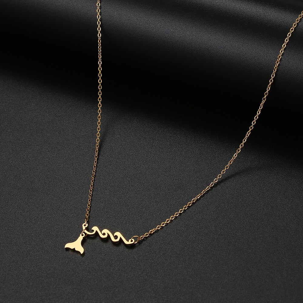 Edelstahl Halsketten Zarte Welle Meer Anhänger Kragen Kette Halskette Für Frau Schmuck Partei Beste NEUE: Gold