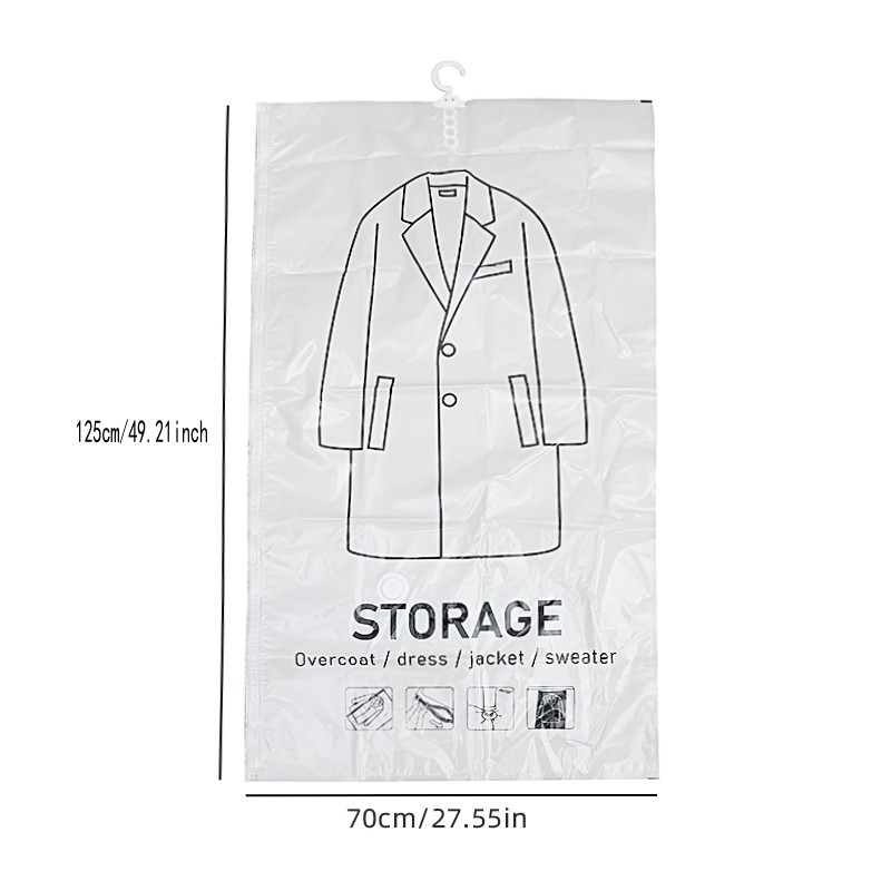 Hanging Vacuum Storage Bags, Hanging Space Saver Bags, Hanging Storage Bags for Clothes, Vacuum Sealed for Suits, Dress, Jacket: Blue