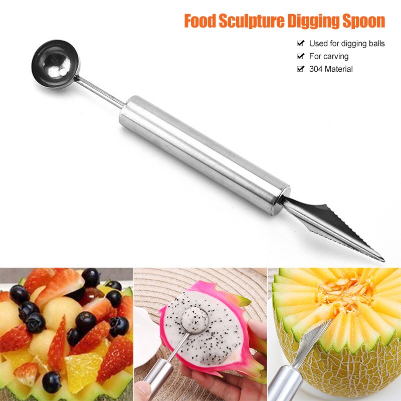 Rvs Melon Baller Met Fruit Carving Tool Ijs Scooper Melon Baller Fruit Carving Cutter Thuis Keuken Koken