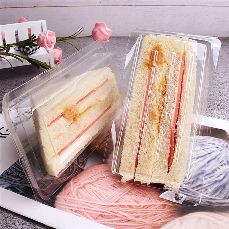 50pcs Sandwich Packing Boxes Plastic Sandwich Case Sandwich Triangle Boxes