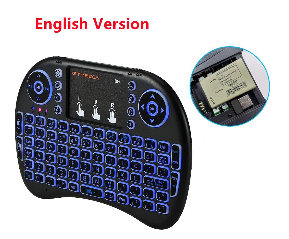 GTmedia Handheld i8 Mini Wireless Keyboard 2.4GHz Russian English Language Air Mouse With Touchpad for Laptop Android TV Box PC: English BL version