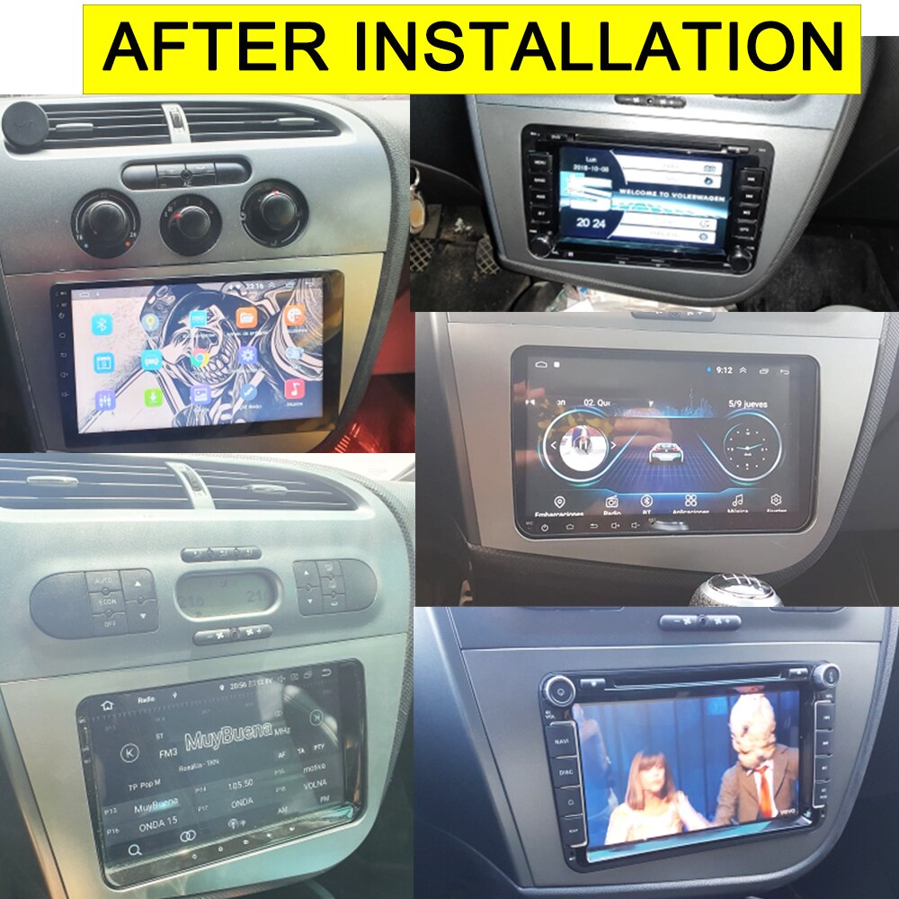 Marco de radio din doble para coche, unidad principal, Fascia, GPS, estéreo, kit de montaje de panel para Seat Leon 2005