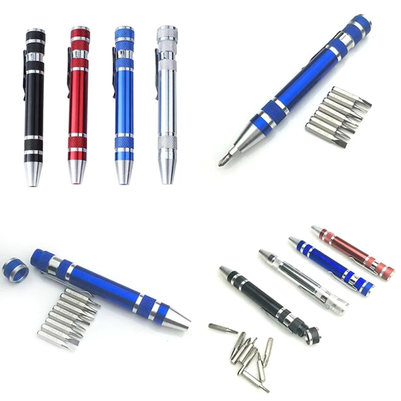 Multifunction 8 In 1 Screwdriver Pen Portable Mini Repair Hand Screwdriver Aluminum Alloy Precision Tools Kit Disassembly Gadget