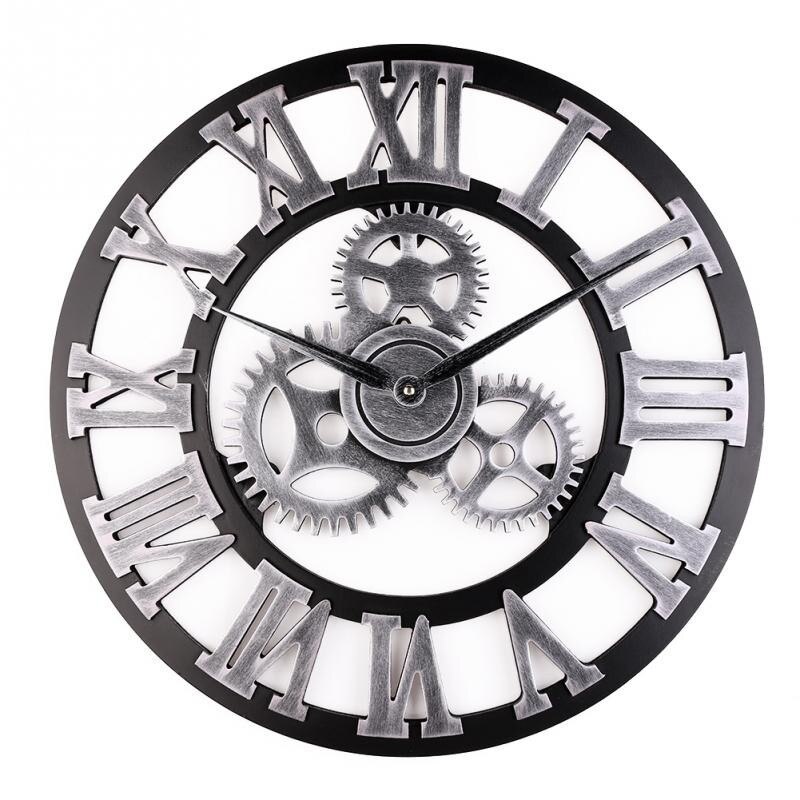 45cm Round Gear Wall Clock Roman Numerals Open Face Modern Wall Clocks Vintage Haning clock