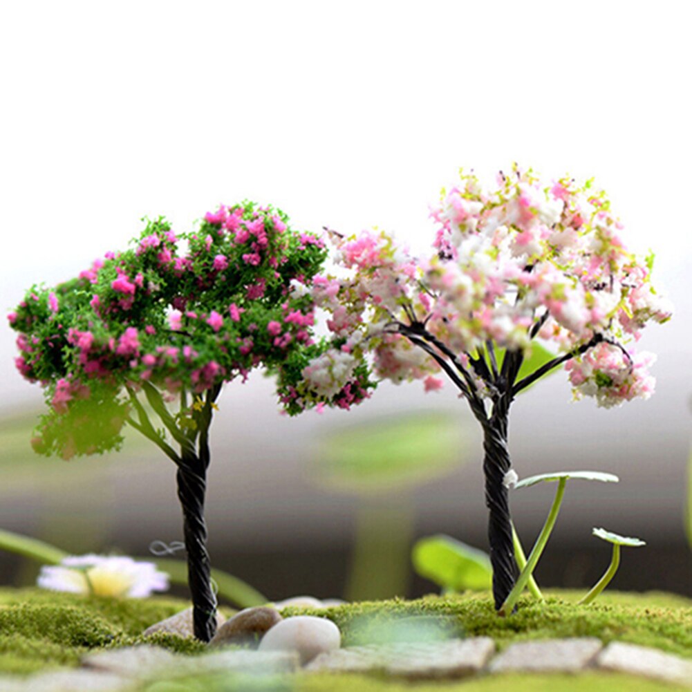 Miniature Sakura Plum Blossom/plum/willow/coconut Tree Plants Fairy Garden Accessories Dollhouse Ornament Garden Decoration