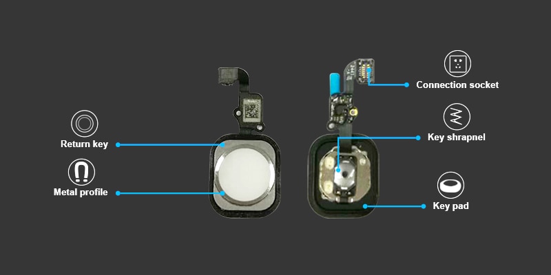 Home Button For iPhone 6 6S 6P 6S Plus Return Back With Flex Cable Rubber Sticker No Touch ID Fingerprint Cable Replacement