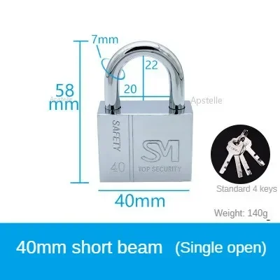 30/40/50/60mm RVS Waterpro van Roestwerende Multifunctioneel Hangslot Antidiefstalslot Pry Deurslot Ontgrendeld Hoofdvenster: Goud
