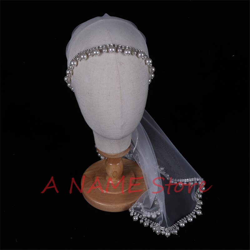 Jahrgang Luxus Braut Schleier Hochzeit Zubehör Tüll Perlen Strass Weiß Elfenbein Kurze Juliet Schleier für bräute Eine Schicht Neue