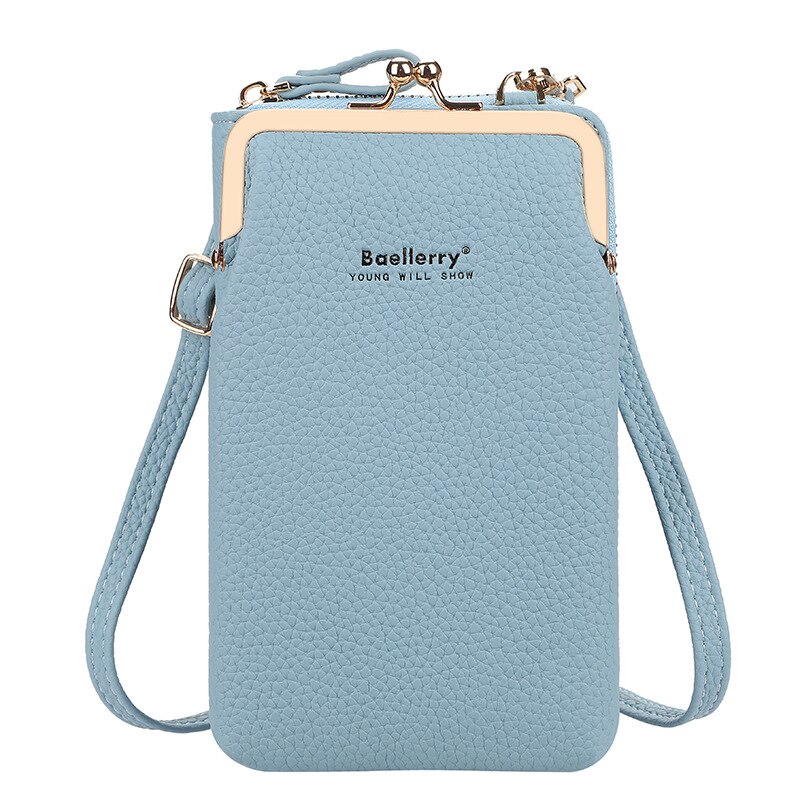 Baellerry Crossbody Bags Women Mini PU Leather Shoulder Messenger Bag For Girls Bolsas Ladies Phone Purse Zipper: Blue