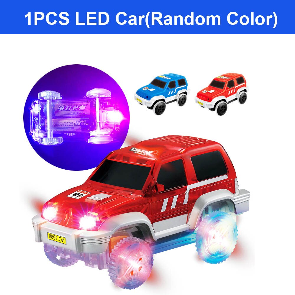 5.5CM DIY Magical Glowing Racing Track Universal Accessories Glow Race Track Diecast Rail Car Toys For Boys Children: 1pcs Led Car