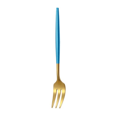 Uds Tenedor de fruta de lujo 304 de acero inoxidable de oro tenedores para tartas de postre pequeño tenedor de torta en La tenedor para caracoles restaurante: blue gold fork