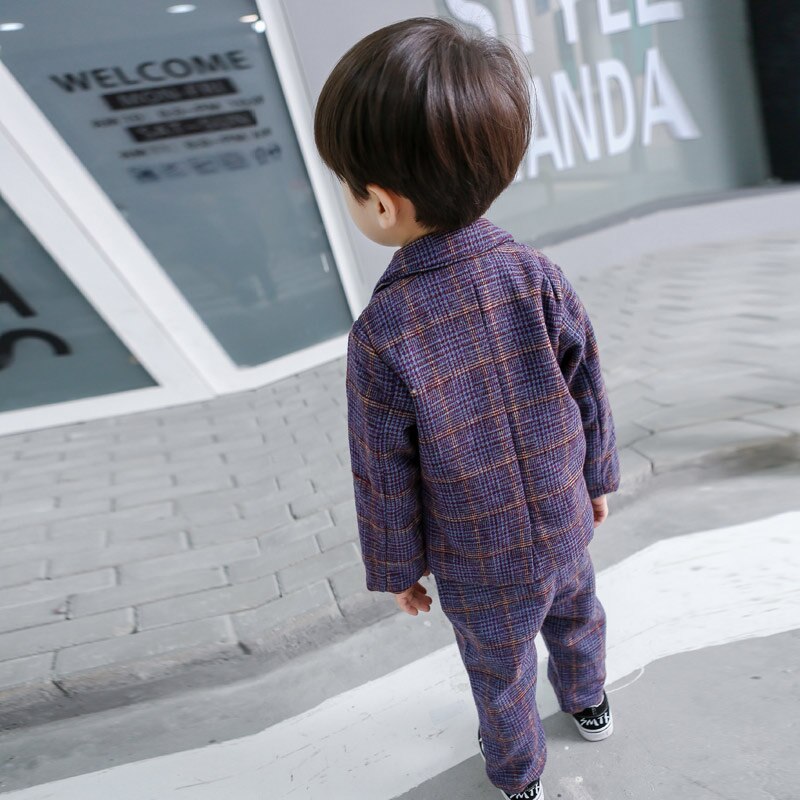 Inghilterra Stile del Vestito dei bambini 2 Pcs Del Bambino Boys & Girls Primavera Autunno Nuovo Plaid Capretti del Vestito casual Vestiti Set giacca sportiva del Cappotto + Pantaloni X76