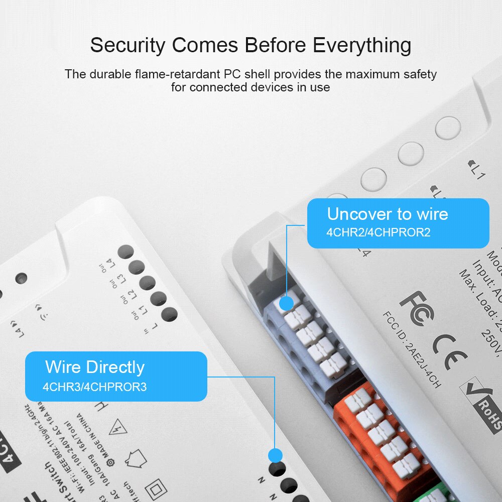 Sonoff 4CH PRO R3 4 Gang 433Mhz RF Smart Switch Interlock Self-Locking Inching Modes Remote Control via eWeLink APP Alexa IFTTT