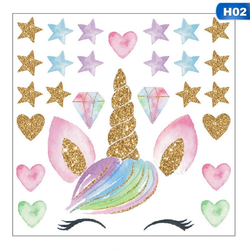 Kleurrijke bloemen dieren eenhoorn hoofd cartoon muursticker sticker kinderkamer muurdecoratie huisdecoratie
