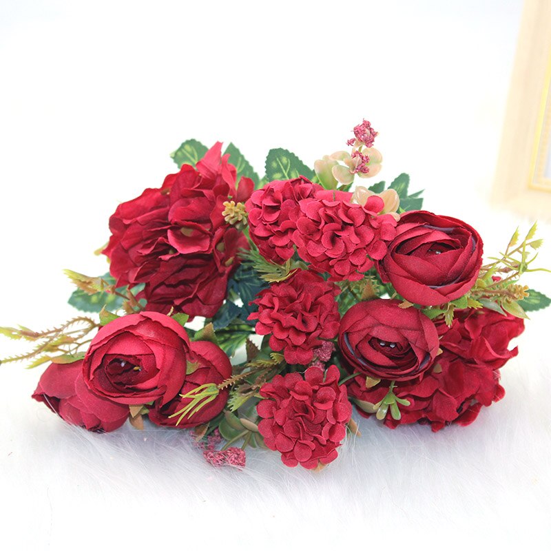 1 st / pion konstgjord blomma liten retro siden konstgjord blomma arrangemang kärna levererar konstgjorda blommor bröllop: 5