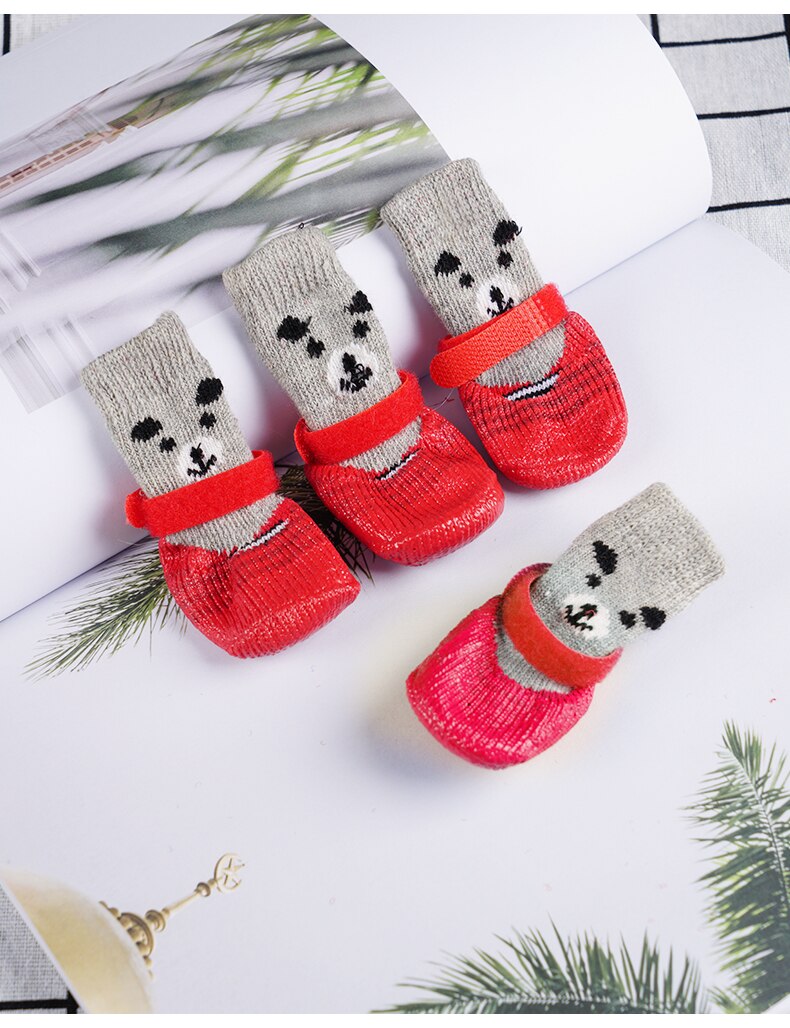 Buty dla psa skarpety Outdoor Indoor wodoodporne antypoślizgowe buty dla psa skarpetki dla kota Pet ochraniacz na łapy dla małych średnich psów perro: C-red / M